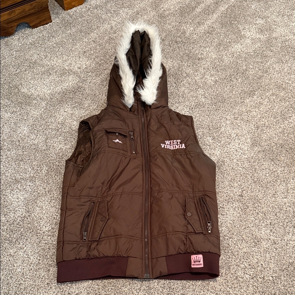 West Virginia Brown Hooded Vest